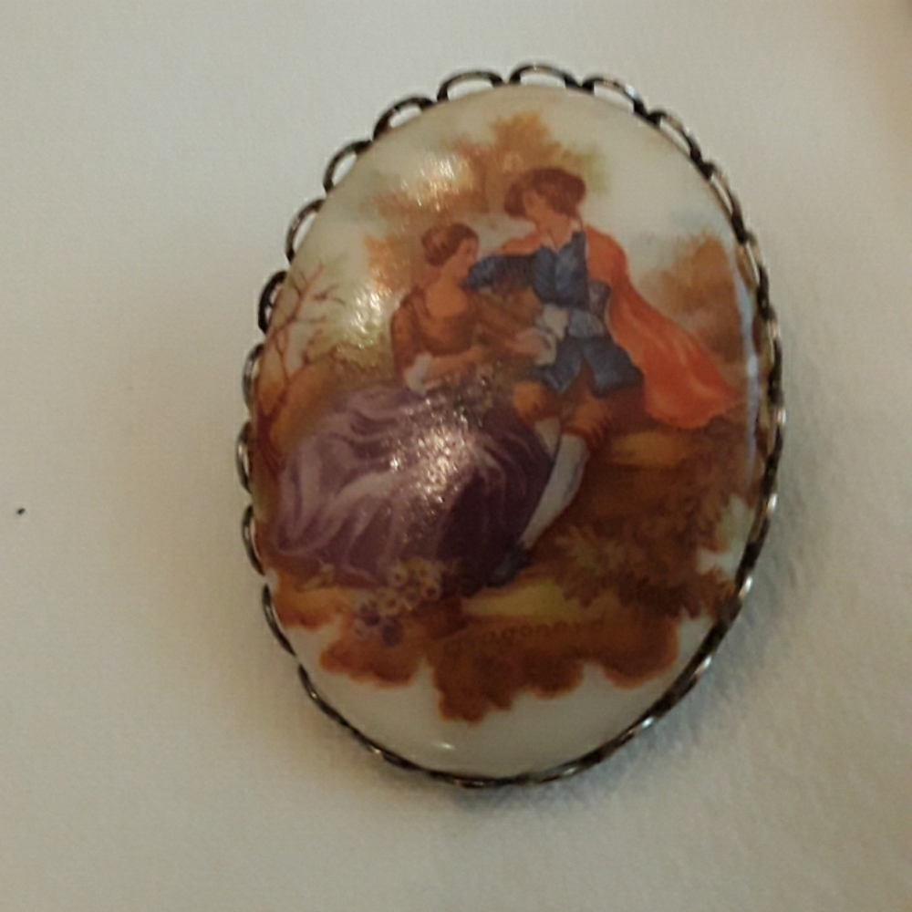 Vintage porcelain brooch